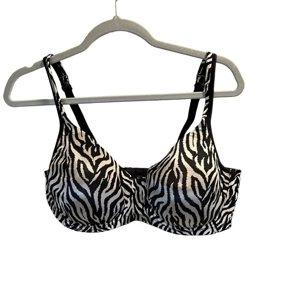 Playtex Side Smoothing Underwire Bra Adjustable Strap Zebra Print Size 38DD